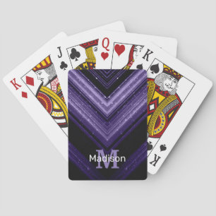 Sparkly metal ultra violet galaxy chevron Monogram Playing Cards