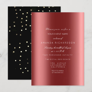 Sparkly Metallic Gold Black Sepia Confetti Burgund Invitation