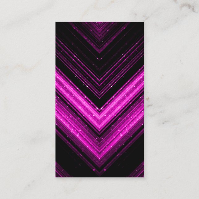 Sparkly metallic hot pink magenta black chevron business card (Front)