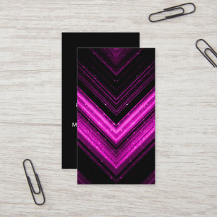 Sparkly metallic hot pink magenta black chevron business card