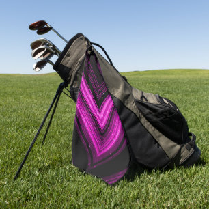 Sparkly metallic hot pink magenta black chevron golf towel