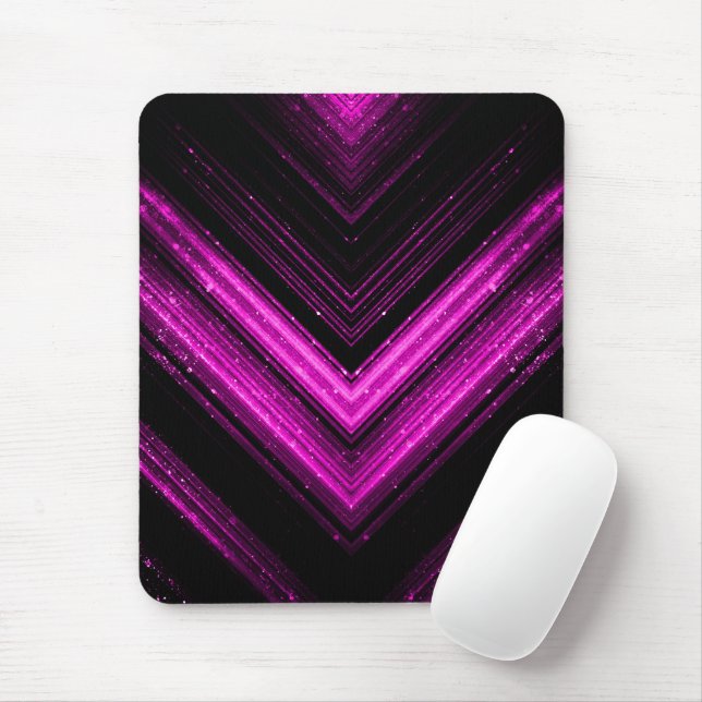 Sparkly metallic hot pink magenta black chevron mouse mat (With Mouse)