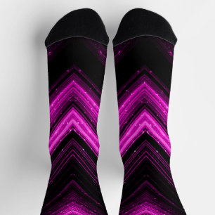 Sparkly metallic pink magenta galaxy chevron lines socks