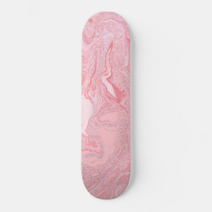 Sparkly Modern Blush Coral Pink Glitter Marble Skateboard