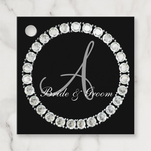 Sparkly monogram A customisable Favour Tags (Front)
