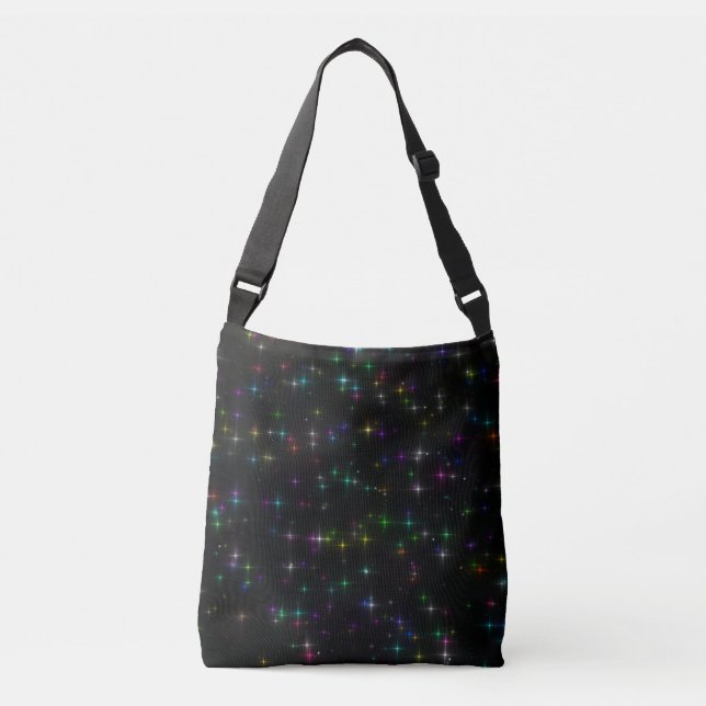 Sparkly Multicolor Stars Crossbody Bag (Front)