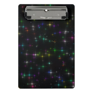 Sparkly Multicolor Stars Mini Clipboard