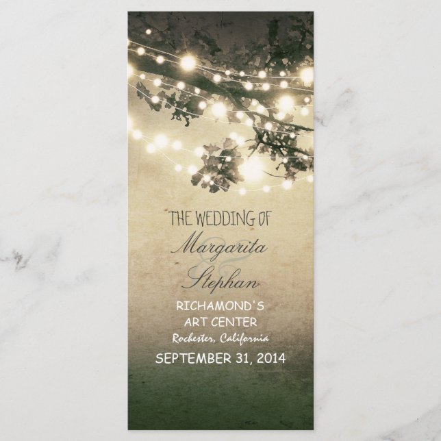 sparkly night lights romantic wedding programs programme (Front)