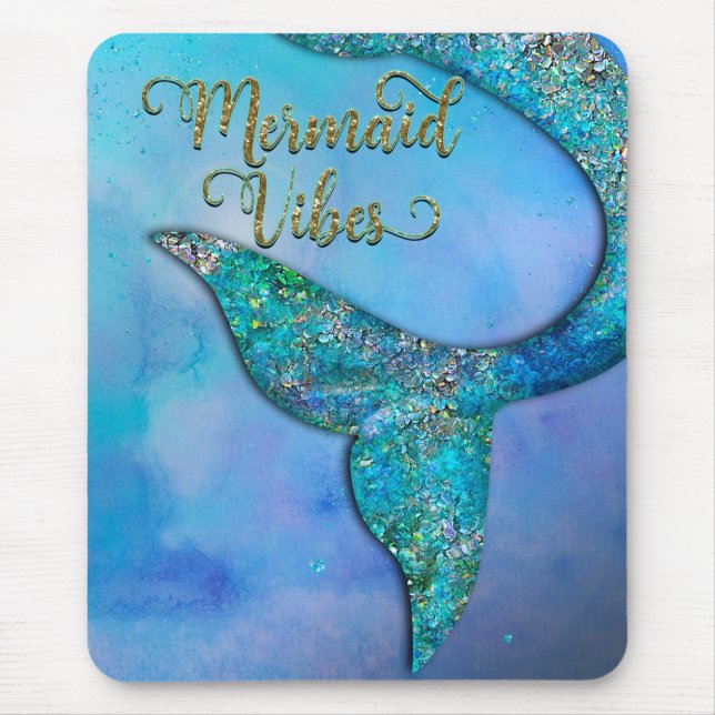 Sparkly Ocean Mermaid Fin Tail Enchanted Mouse Mat (Front)