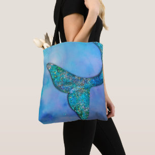 Sparkly Ocean Mermaid Fin Tail Enchanted Tote Bag