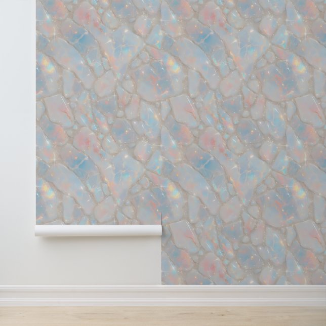 Sparkly Opal Stone Texture Iridescent Wallpaper (Application)