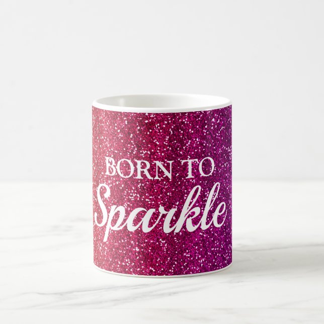 Sparkly Orange and Purple Glitter Born to Sparkle Coffee Mug (Center)
