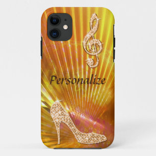 Sparkly Orange Music Note & Stiletto Heel iPhone 11 Case