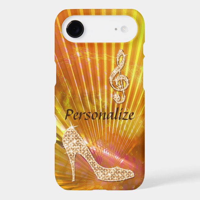 Sparkly Orange Music Note & Stiletto Heel Case-Mate Samsung Galaxy Case (Back)