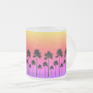 Sparkly Palm Trees Frosted Glass Coffee Mug