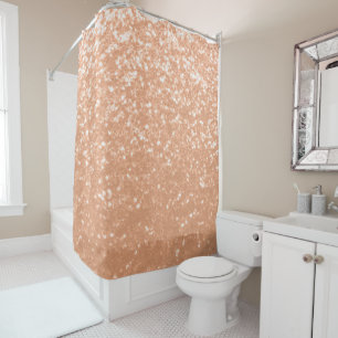 Sparkly peach faux sparkles colour of year 2024 shower curtain