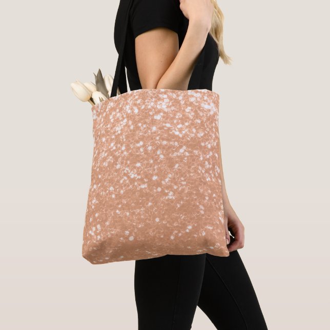 Sparkly peach faux sparkles colour of year 2024 tote bag (Close Up)
