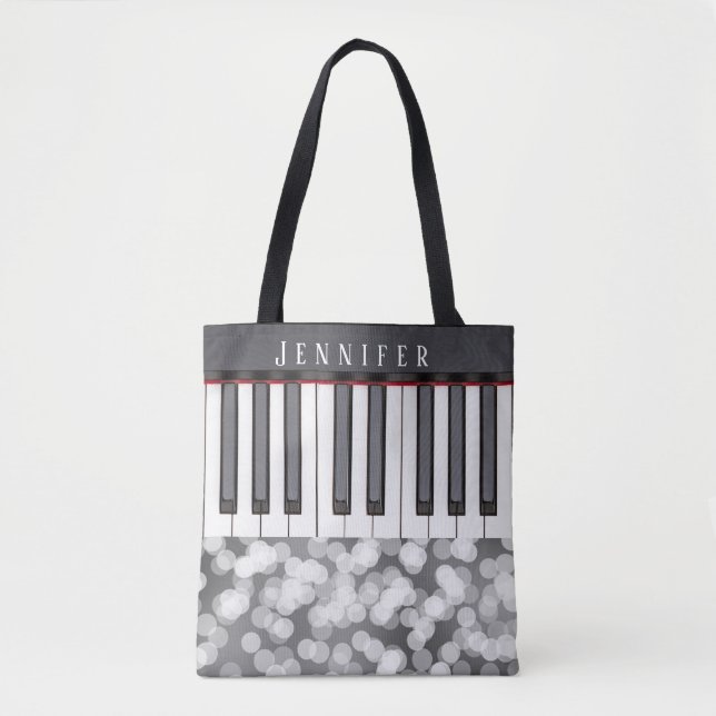 Sparkly Piano Music Tote Bags for Piano Players (Front)