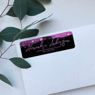 Sparkly Pink And Black Stylish Elegant Calligraphy