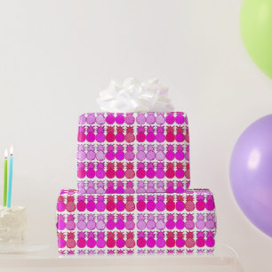 Sparkly pink and red pineapples wrapping paper