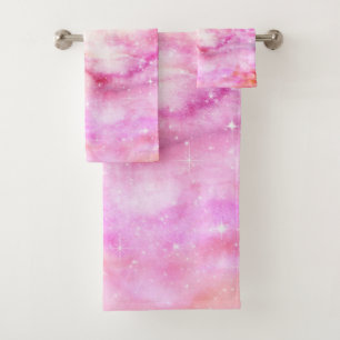 Sparkly Pink Background  Bath Towel Set