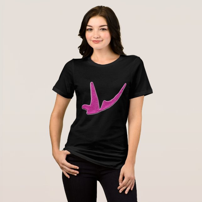 Sparkly pink butterfly Tri-Blend shirt (Front Full)