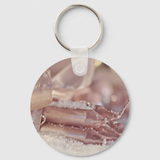 Sparkly Pink Christmas Tree and Christmas Candles Key Ring