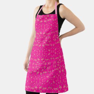 Sparkly pink flamingo glitter heart apron