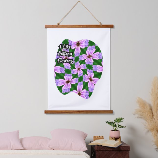 Sparkly Pink Flowers Pattern Hanging Tapestry (Bedroom)