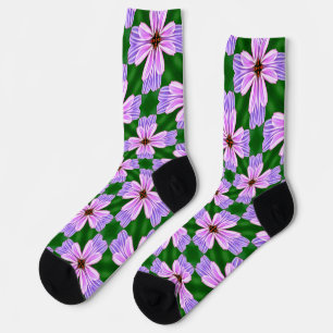 Sparkly Pink Flowers Pattern Socks
