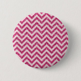 Sparkly Pink Glitter Chevron Stripe 6 Cm Round Badge