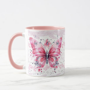 Sparkly Pink Glitter Fairy Butterfly Mug
