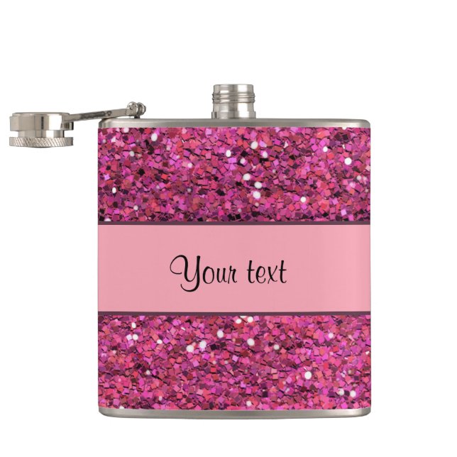 Sparkly Pink Glitter Hip Flask (Opened)