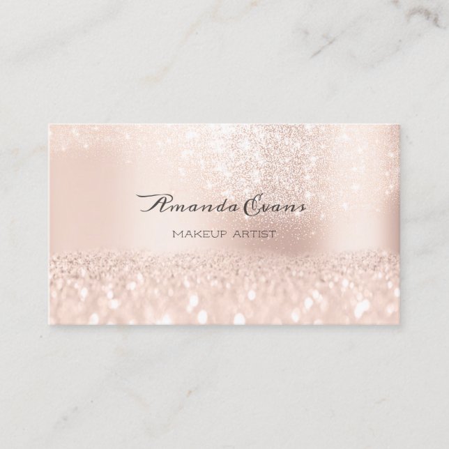 Sparkly Pink Glitter Makeup Artist Beauty Blogger Appointment Card (Front)