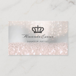 Sparkly Pink Glitter Makeup Artist Beauty Crown Appointment Card