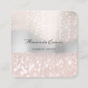 Sparkly Pink Glitter Makeup Artist Beauty Silver Appointment Card