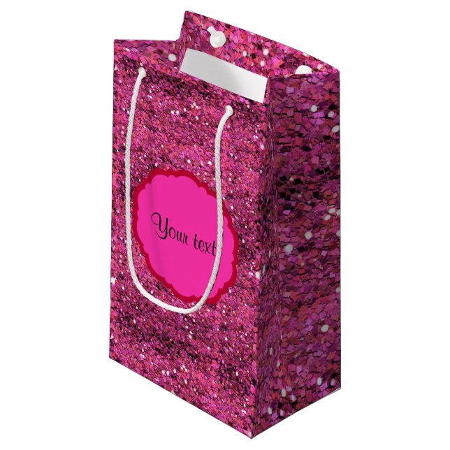 Sparkly Pink Glitter Small Gift Bag (Front Angled)