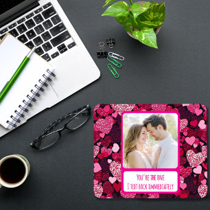 Sparkly Pink Hearts I Text Back Immediately Mouse Mat