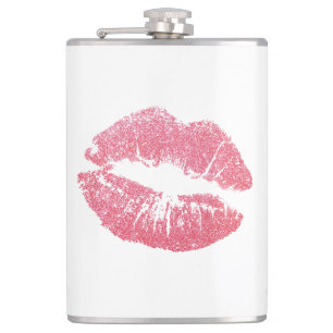 Sparkly Pink Lips Hip Flask