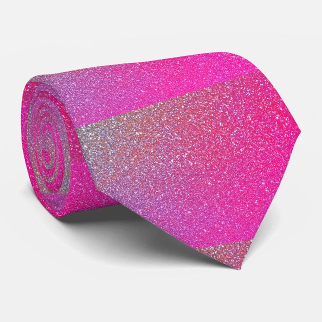 Sparkly Pink Purple Glitter Stripes Pattern Trendy Tie (Rolled)