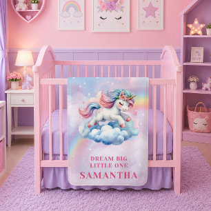 Sparkly Pink Purple Unicorn Magical Day Baby Blank Fleece Blanket