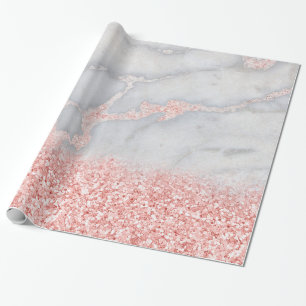 Sparkly Pink Rose Gold Bohemian Marble Wrapping Paper