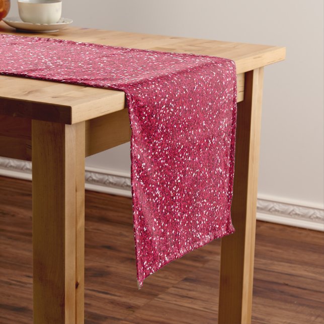 Sparkly Pink & Silver Glitter Short Table Runner (In Situ)