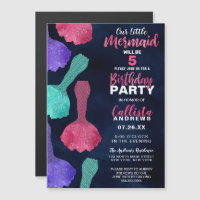 Sparkly Pink Teal Glitter Mermaid Tails Birthday