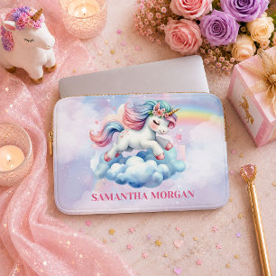 Sparkly Pink Unicorn Girl Birthday Laptop Sleeve