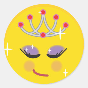 Sparkly Princess Emoticon Classic Round Sticker