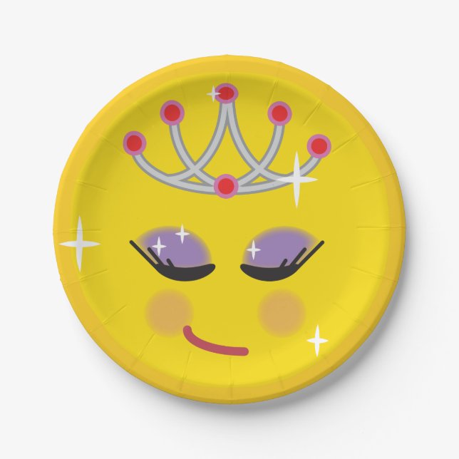 Sparkly Princess Emoticon Paper Plate (Front)