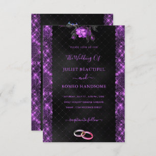 Sparkly Purple Black Wedding Invitation Template