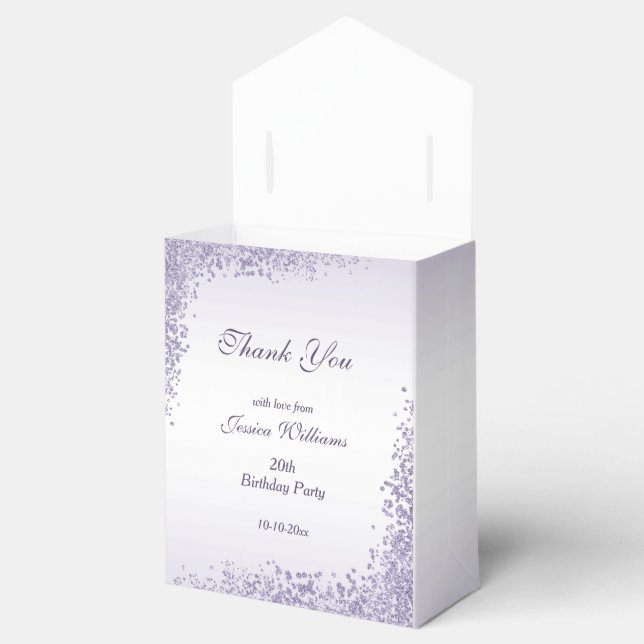 Sparkly Purple Glitter Decoration Birthday Favour Box (Opened)