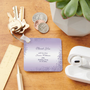 Sparkly Purple Glitter Decoration Birthday Key Ring